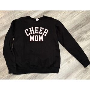 Cheer Mom Sweatshirt Black Crewneck‎ Pullover Graphic Top Women's Size Large